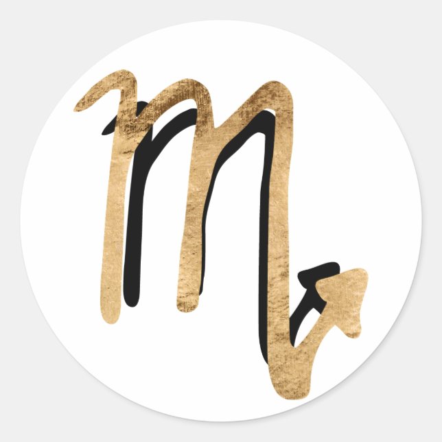 Sticker Rond Scorpio zodiaque constellation d'or noir symbole (Devant)