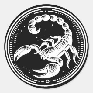 Sticker Rond Scorpion blanc Astrologie SIGNE Zodiaque Scorpion