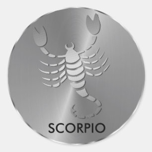 Sticker Rond Scorpion d'argent - Signe zodiaque