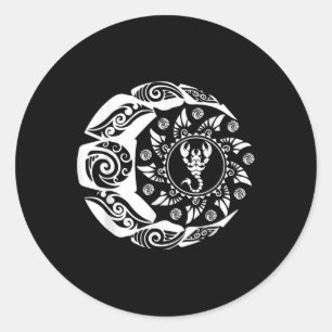 Sticker Rond Scorpion de tatouage polynésien maori Zodiac S