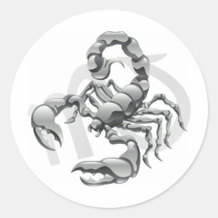 Sticker Rond Scorpion étoile scorpion ou signe de naissance