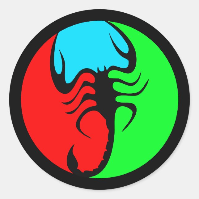 STICKER ROND SCORPION RETRO COLORÉ (Devant)