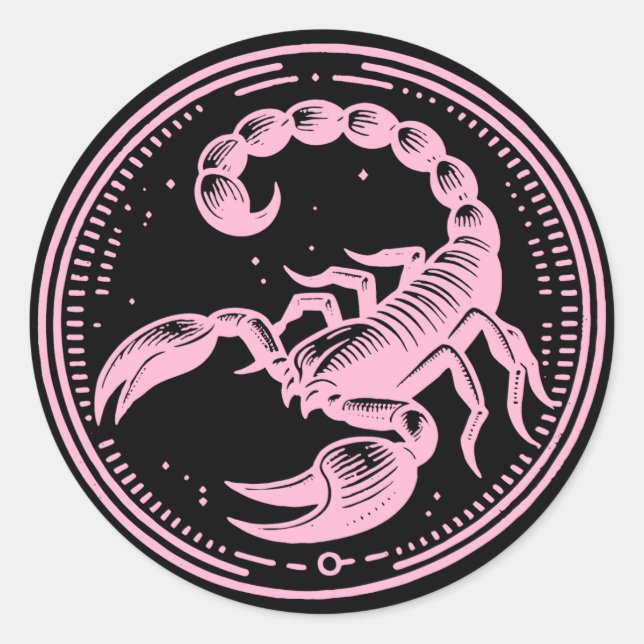 Sticker Rond Scorpion rose Astrologie Scorpion SIGNE Zodiaque (Devant)