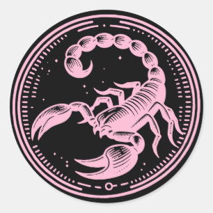 Sticker Rond Scorpion rose Astrologie Scorpion SIGNE Zodiaque