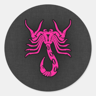 Sticker Rond Scorpion rose chaud Scorpion signe Zodiac