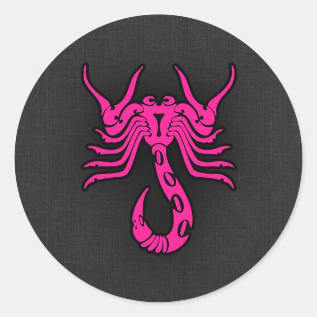 Sticker Rond Scorpion rose chaud Scorpion signe Zodiac (Devant)