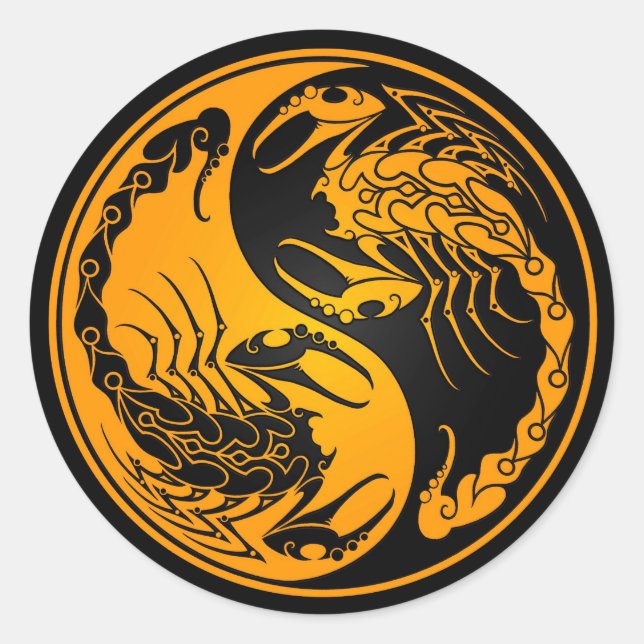 Sticker Rond Scorpions jaune et noir Yin Yang (Devant)