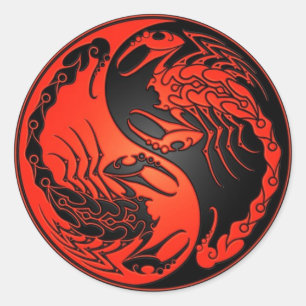 Sticker Rond Scorpions rouges et noirs de Yin Yang