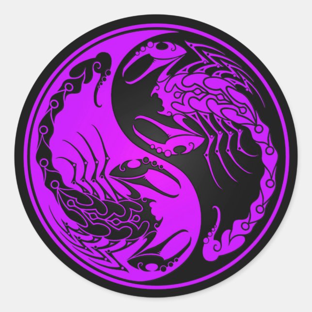 Sticker Rond Scorpions Yin Yang violet et noir (Devant)