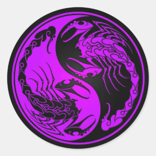 Sticker Rond Scorpions Yin Yang violet et noir