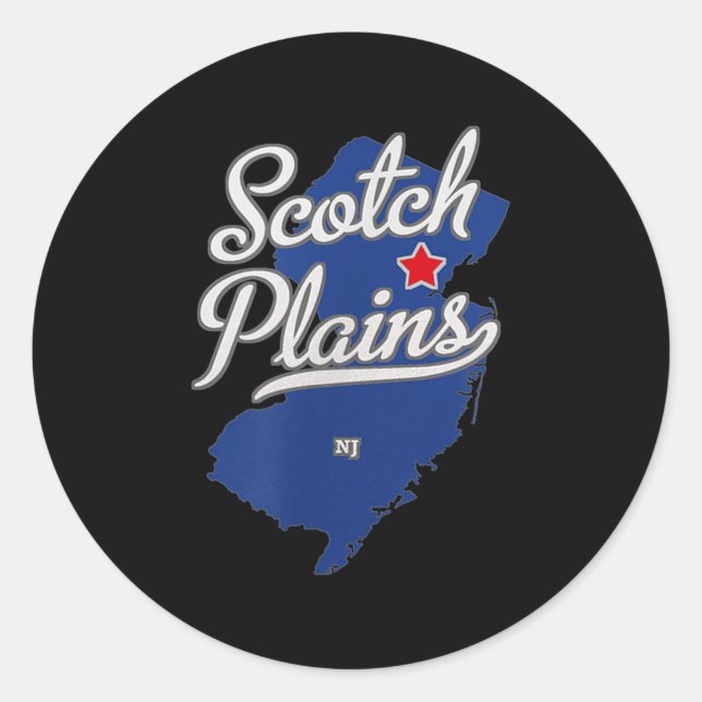 Sticker Rond Scotch Plains New Jersey Nj Map  (Devant)