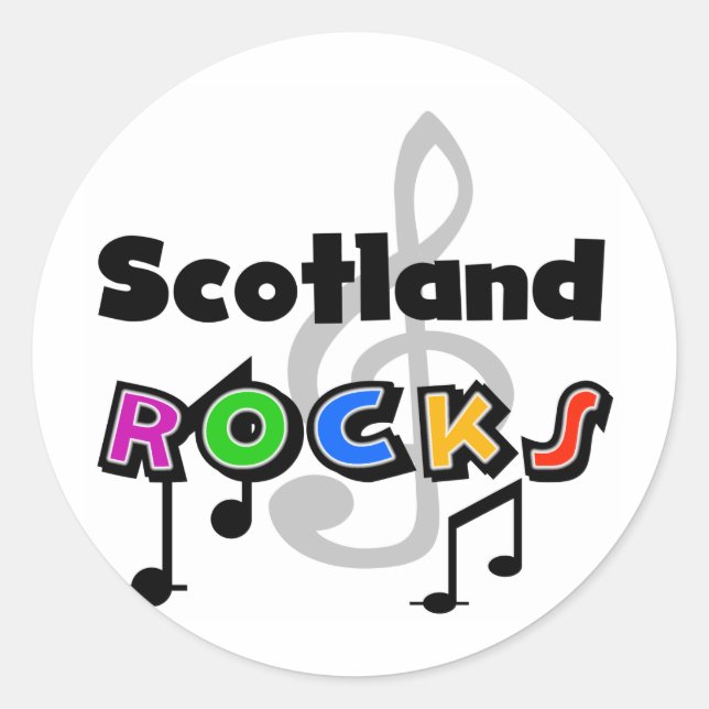 Sticker Rond Scotland Rocks (Devant)