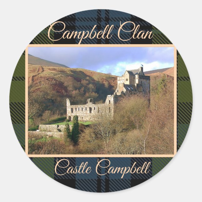 Sticker Rond Scots Campbell Clan & Castle (Devant)
