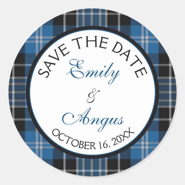 Sticker Rond Scottish Clarke Clark Tartan Mariage Enregistrer u (Devant)