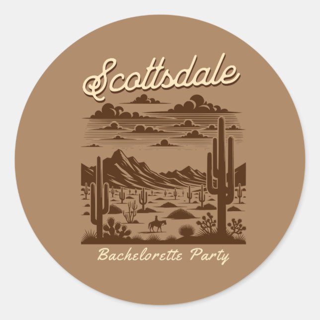 Sticker Rond scottsdale bachelorette party brown (Devant)