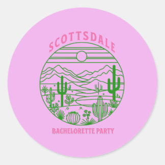 Sticker Rond scottsdale bachelorette pink cactus