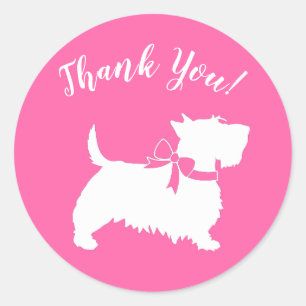 Sticker Rond Scotty Chien Baby shower écossais Terrier rose