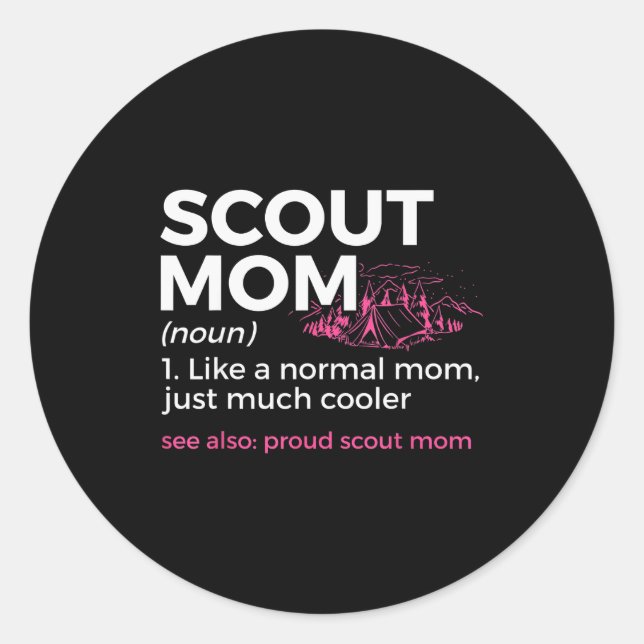 Sticker Rond Scouting Funny Scout Mom Definition Proud Scout Mo (Devant)