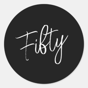 Sticker Rond Script 50e anniversaire Noir