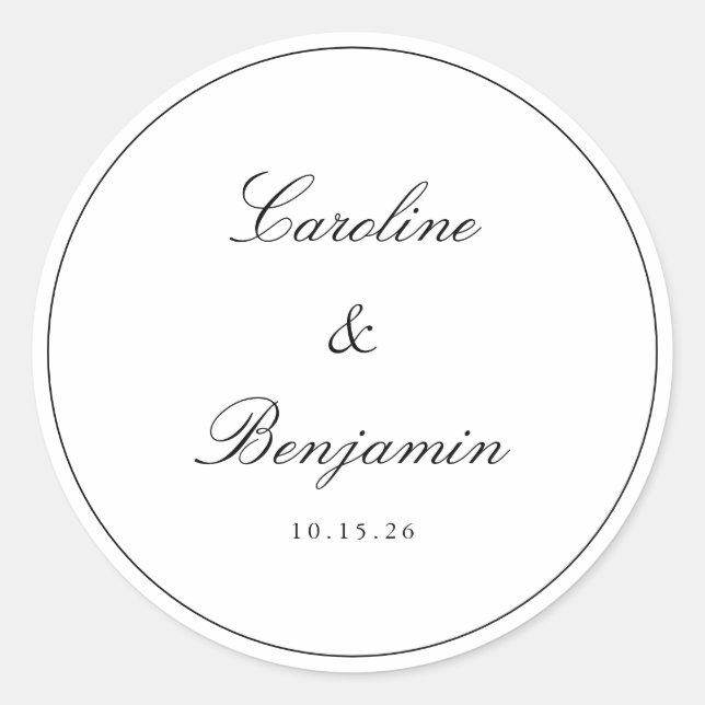 Sticker Rond Script Bordure Classique Mariage élégant Personnal (Devant)