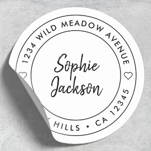 Sticker Rond Script cardiaque moderne   Adresse de retour front