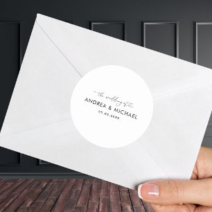 Sticker Rond Script Coeur Romantique Le Mariage Du Minimaliste