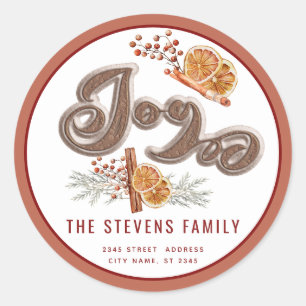 Sticker Rond Script cookie moderne joie cannelle orange