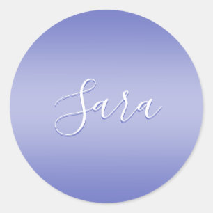 Sticker Rond Script cursif modifiable   Violet blanc et violet