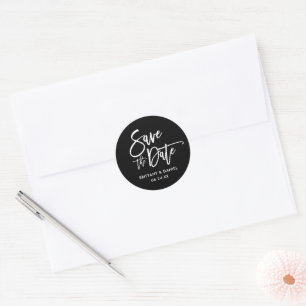 Sticker Rond Script De Brosse Enregistrer La Date Enveloppe Noi