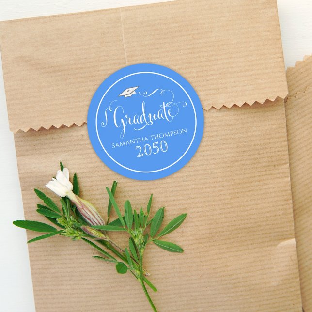 Sticker Rond Script de calligraphie de diplôme Élégant Casquett (Créateur téléchargé)