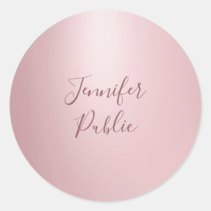 Sticker Rond Script de calligraphie Rose moderne élégant Gold