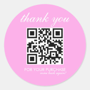 Sticker Rond Script de code QR Minimaliste Merci Rose