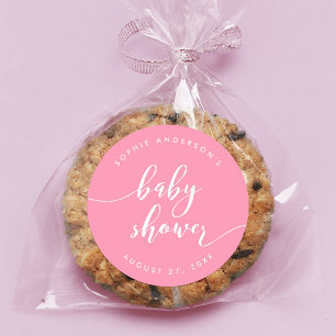 Sticker Rond Script de détente Baby shower Pastel Pink