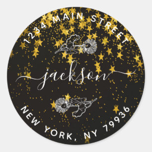 Sticker Rond Script de famille personnalisé Retourner l'adresse