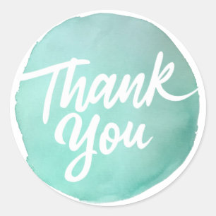 Sticker Rond Script de Merci de cercle d'aquarelle simple