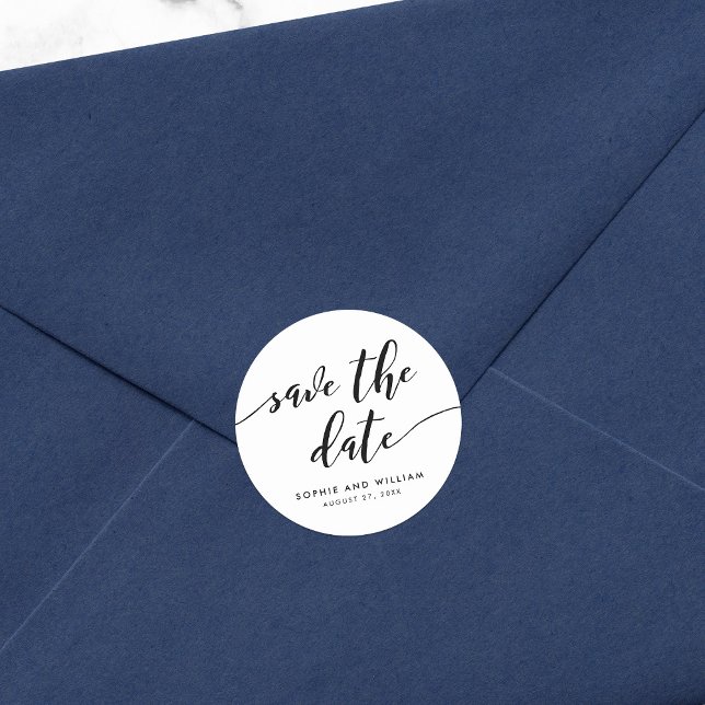 Sticker Rond Script de relaxation noir et blanc Enregistrer la  (Créateur téléchargé)