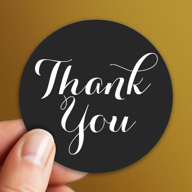 Sticker Rond Script de remerciement de mariage - noir et blanc (Custom Sticker)