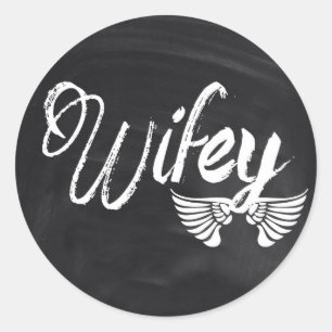 Sticker Rond script de tableau moderne lune de miel wifey