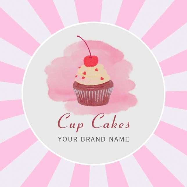 Sticker Rond Script d'entreprise de cupcake moderne Typographie (Créateur téléchargé)