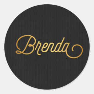 Sticker Rond Script élégant personnalisé Brenda Gold Noir