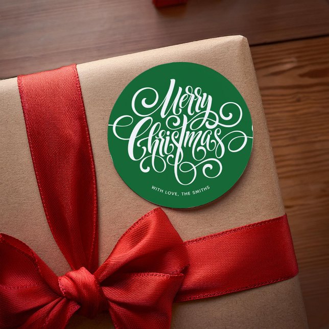 Sticker Rond Script fantaisie "Joyeux Noël" Classi personnalisé (Créateur téléchargé)