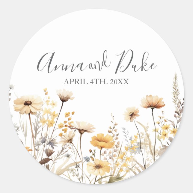 Sticker Rond Script Fleur sauvage moderne (Devant)
