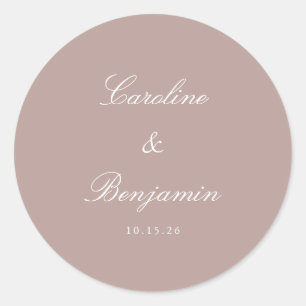 Sticker Rond Script Formel Mariage Élégant Personnalisé Dusty M