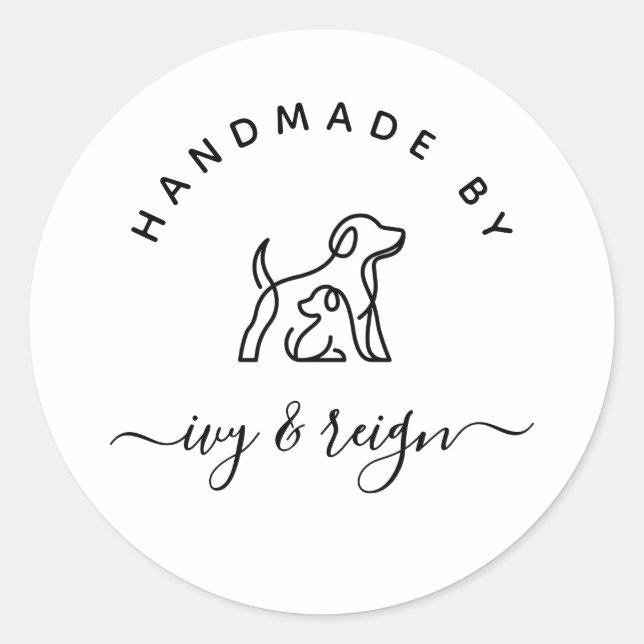 Sticker Rond  Script Handmade by Custom logo  (Devant)