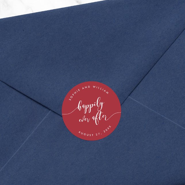 Sticker Rond Script Heureux Jamais après le Mariage de couleur  (Créateur téléchargé)