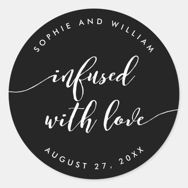 Sticker Rond Script infusé avec Mariage de couleur modifiable d (Devant)