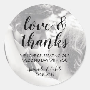 Sticker Rond Script Love & Merci Symbole De Mariage Photo Faveu