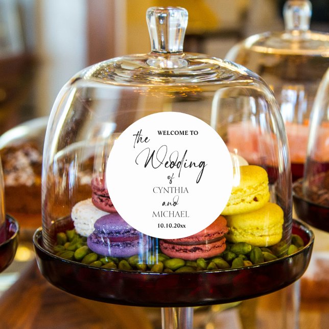 Sticker Rond Script manuscrit 'Bienvenue à notre Mariage' (Créateur téléchargé)