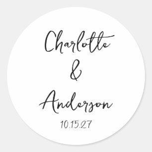 Sticker Rond Script manuscrit blanc blanc blanc blanc mariage p
