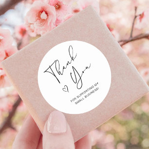 Sticker Rond Script Merci Cœur Petite Entreprise